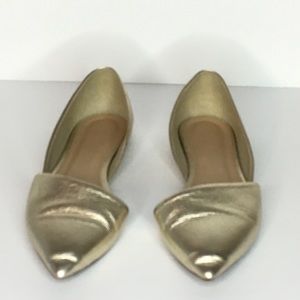 J Crew Dorsay Gold Flats Size 6 1/2